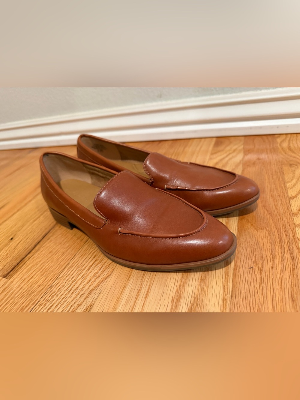 Aerosoles East Side Cognac Brown Leather Loafers Shoes Size 8.5M